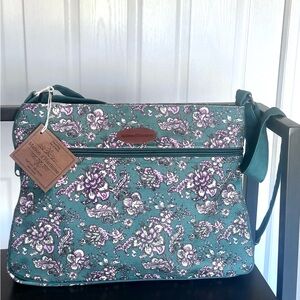 Maison d' Hermine Floral Teal & Lavender Shoulder Bag